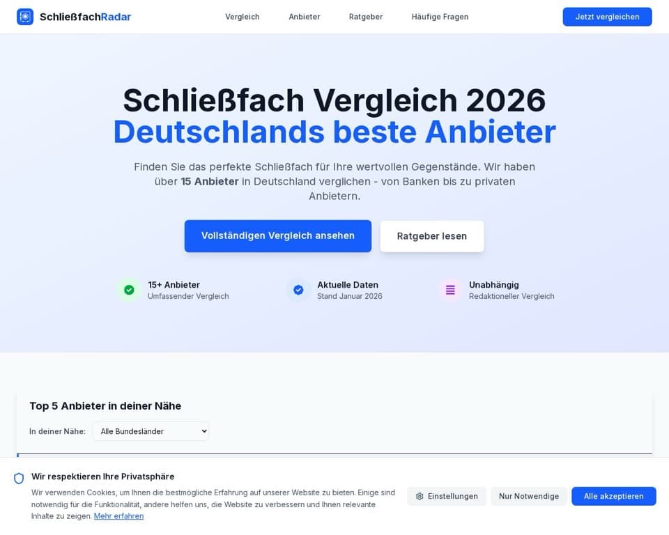 Screenshot von SchließfachRadar